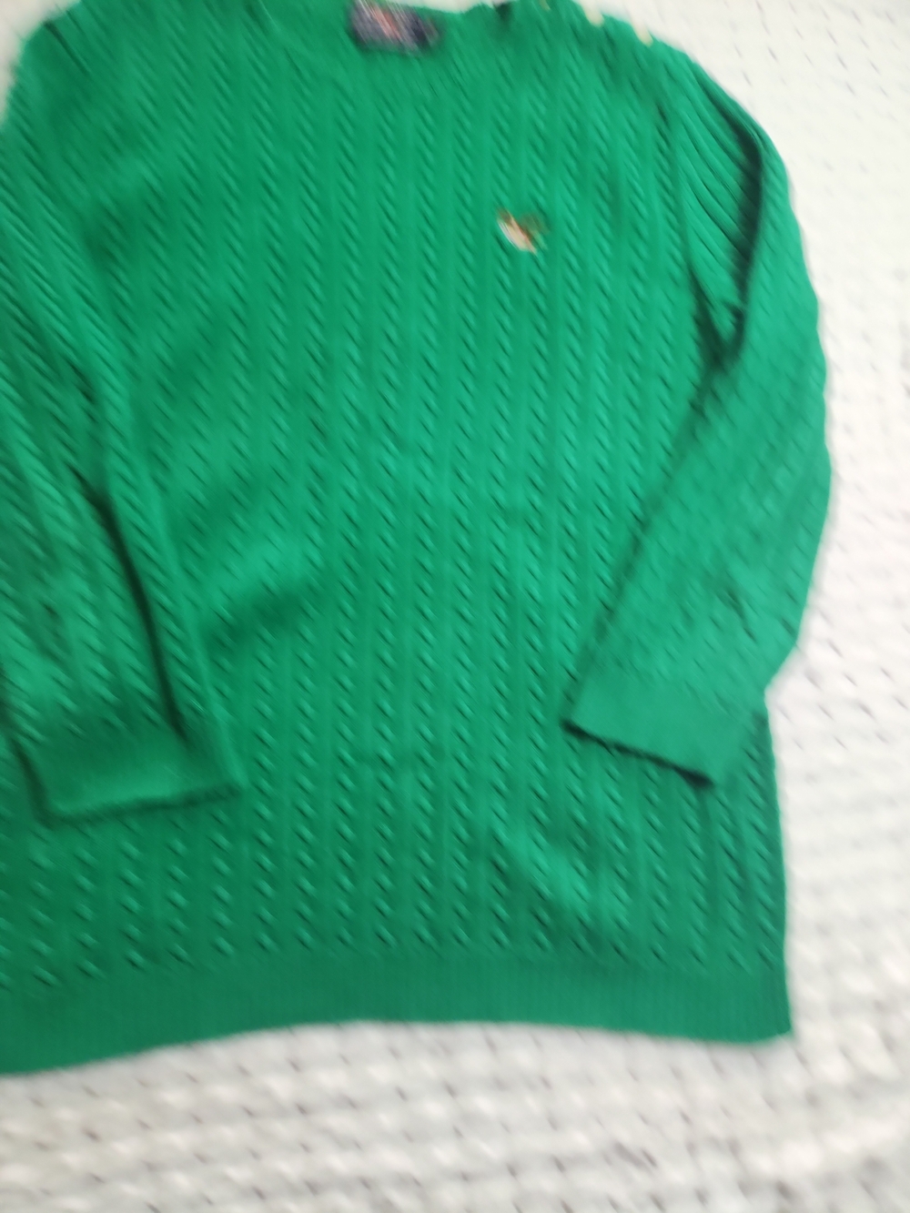 Green Cable-Knit Crewneck Sweater
